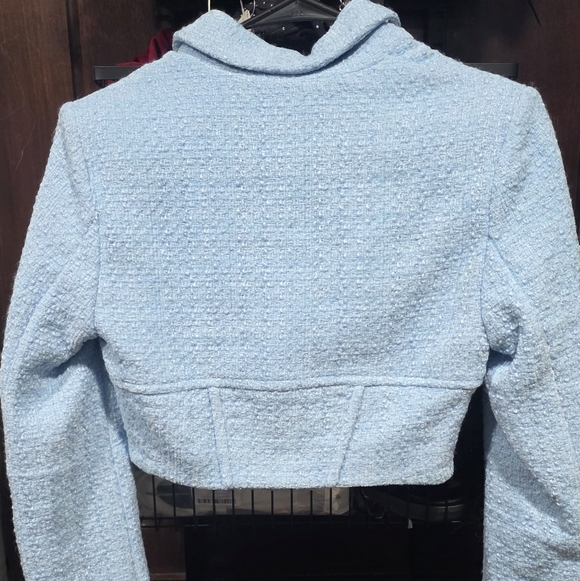 Oh Polly Blue Tweed Blazer - Picture 4 of 5